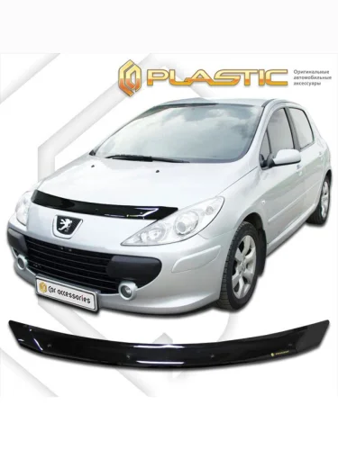 Дефлектор капота Classic черный Peugeot 307 SW I поколение рестайлинг, универсал, рынок России 2005 - 2007
