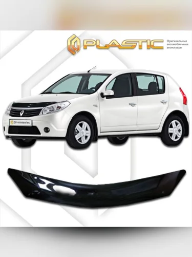 Дефлектор капота Classic черный Renault Sandero Stepway  2010-2014