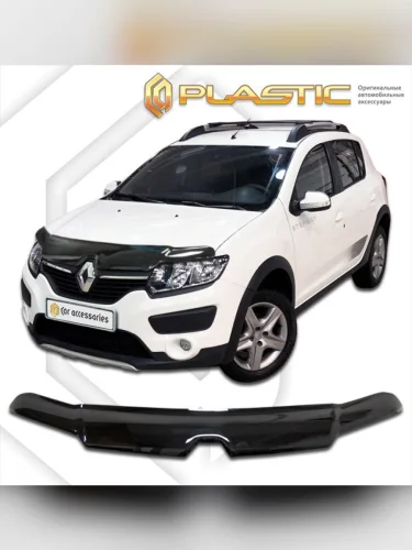 Дефлектор капота Classic черный Renault Sandero Stepway  2014–н.в.