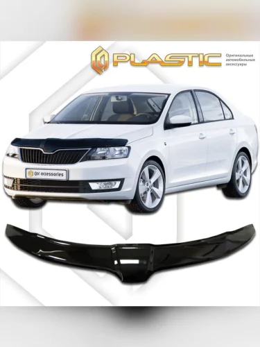 Дефлектор капота Classic черный Skoda Rapid  2013–2020