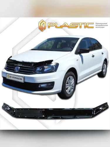 Дефлектор капота Classic черный Volkswagen Polo хэтчбэк 2015 – 2018