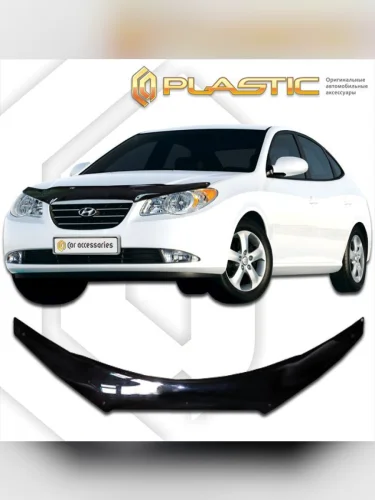 Дефлектор капота (exclusive) Classic черный Hyundai Elantra  2006–2010
