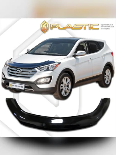 Дефлектор капота (exclusive) Classic черный Hyundai Santa Fe  2012–2018