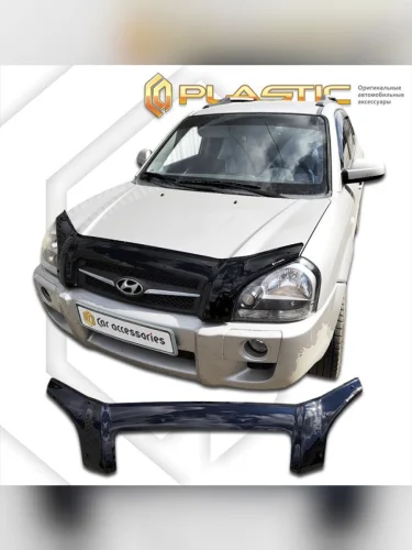 Дефлектор капота (exclusive) Classic черный Hyundai Tucson  2005-2009