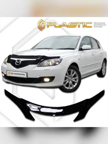 Дефлектор капота (exclusive) Classic черный Mazda 3 хэтчбэк 2004-2009