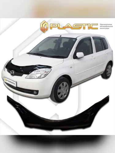 Дефлектор капота (exclusive) Classic черный Mazda Demio  2006-2007