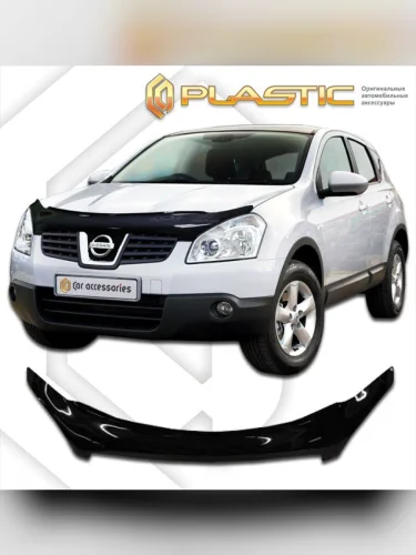 Дефлектор капота (exclusive) Classic черный Nissan Qashqai  2007-2010