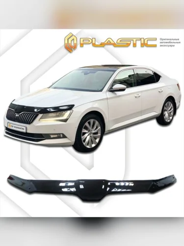 Дефлектор капота (exclusive) Classic черный Skoda Superb  2016–н.в.