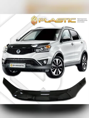Дефлектор капота (exclusive) Classic черный SsangYong Actyon  2013–н.в.