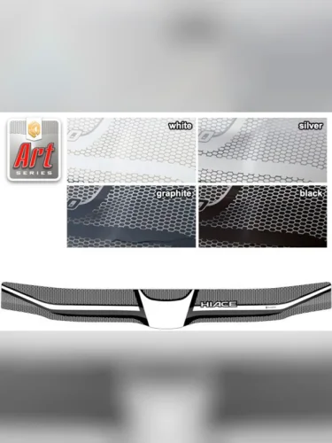 Дефлектор капота (exclusive) Серия Art белая Toyota Hiace Левый руль 2004–н.в.