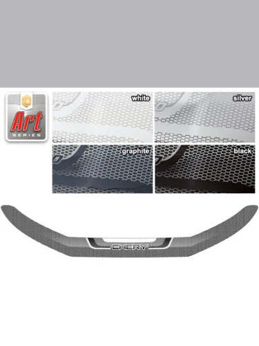 Дефлектор капота Серия Art черная Chery Tiggo 8 Pro Max 1 поколение,джип/suv, 5 дв. 10.2021-н.в.