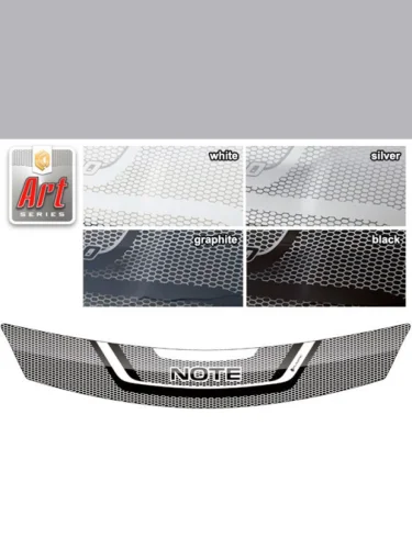 Дефлектор капота Серия Art черная Nissan Note  2008–2012