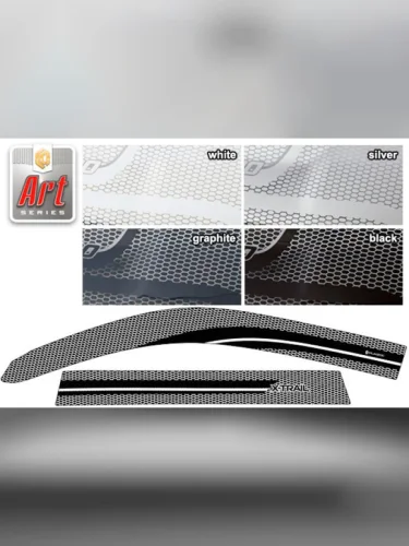 Ветровики дверей Серия Art черная Nissan X-Trail  2011–2015