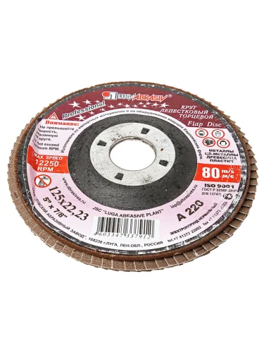 Круг лепестковый торцевой 125х22мм Р220 (№6) тип 1 ЛУЖСКИЙ АЗ