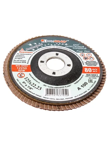 Круг лепестковый торцевой 125х22мм Р100 (№16) тип 1 ЛУЖСКИЙ АЗ