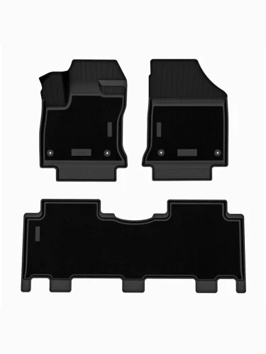 Комплект комбинированных ковриков в салон (1 и 2 ряд) Norplast Unidec (черный) Geely Okavango (2021-2025)