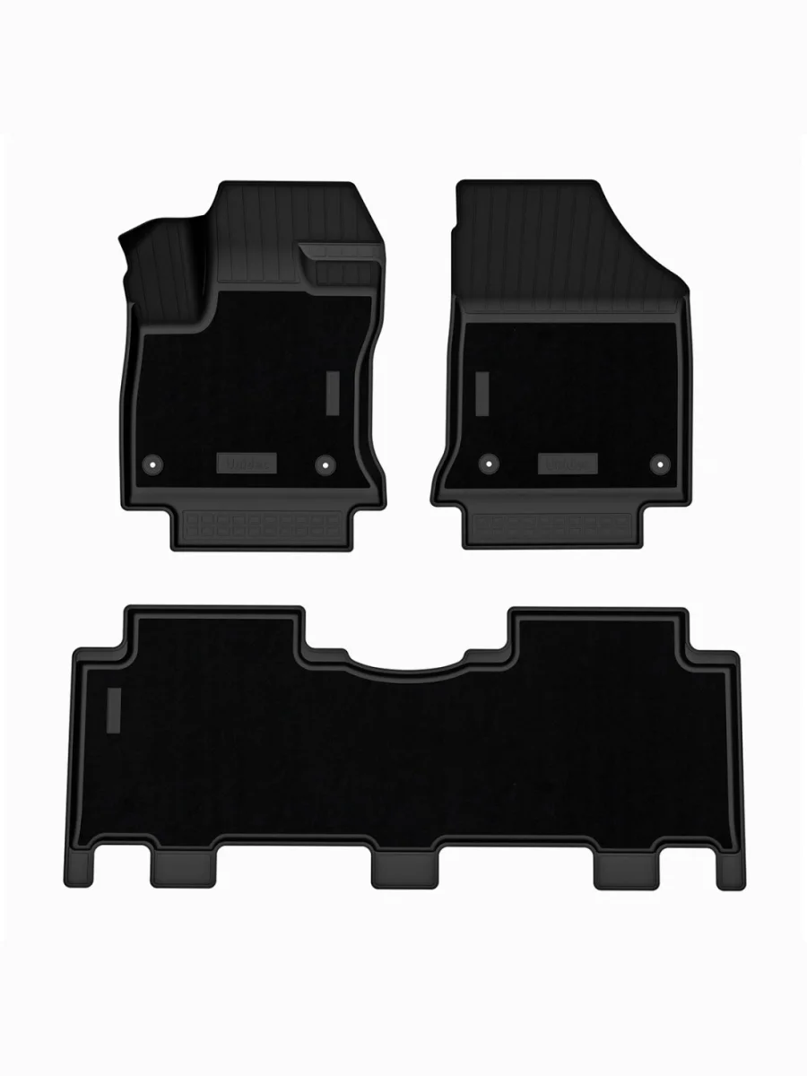 Комплект комбинированных ковриков в салон (1 и 2 ряд) Norplast Unidec Geely Okavango (2021-2025) (черный)  в Керчи Республика Крым