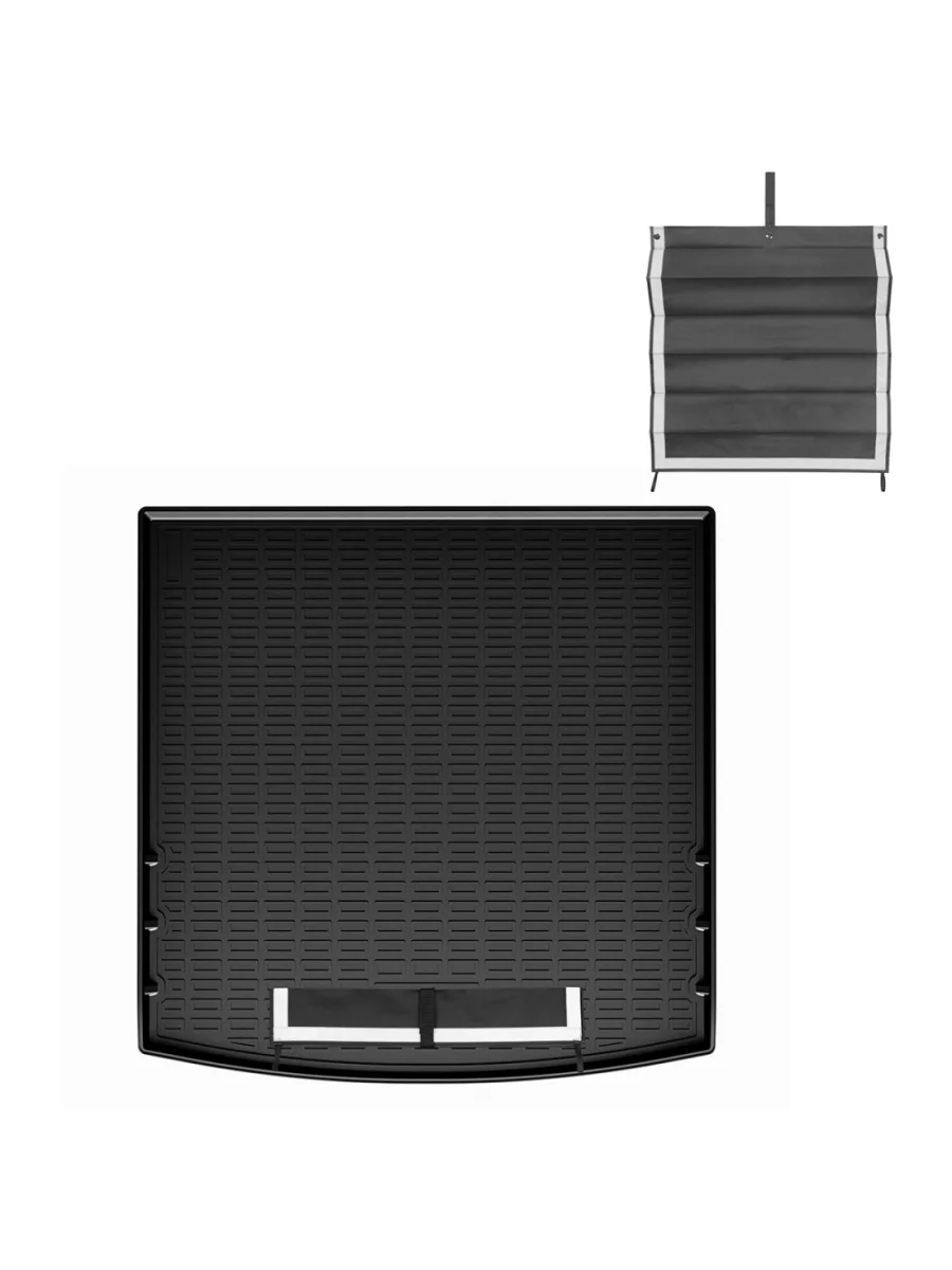 Коврик багажника (полиуретан, верхнее положение полки) Norplast Unidec Omoda C7 T1GC (2025) (черный с текстильным фартуком)  в Керчи Республика Крым
