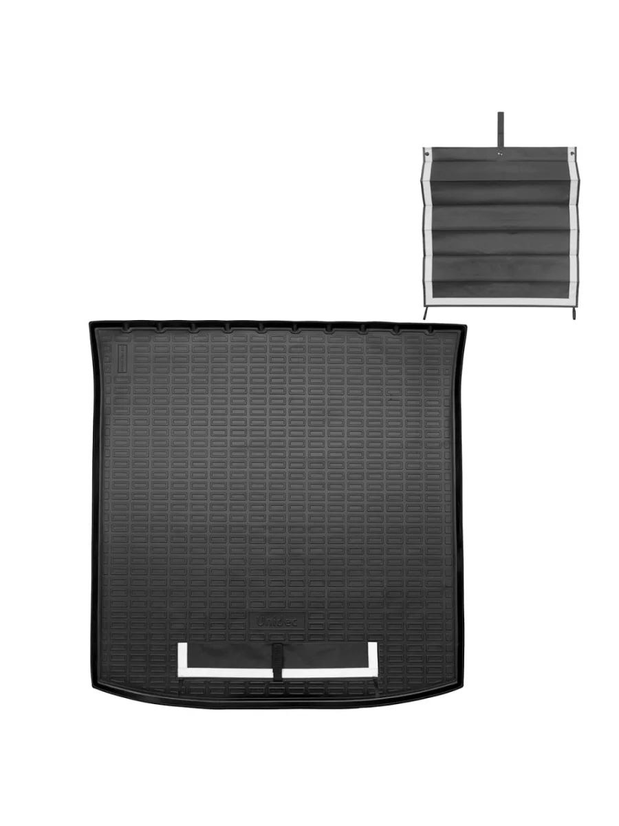 Коврик багажника (полиуретан, 5 мест) Norplast Unidec SSANGYONG Rexton Y400 дорестайлинг (2017-2020) (черный с текстильным фартуком)  с доставкой в г. Пермь