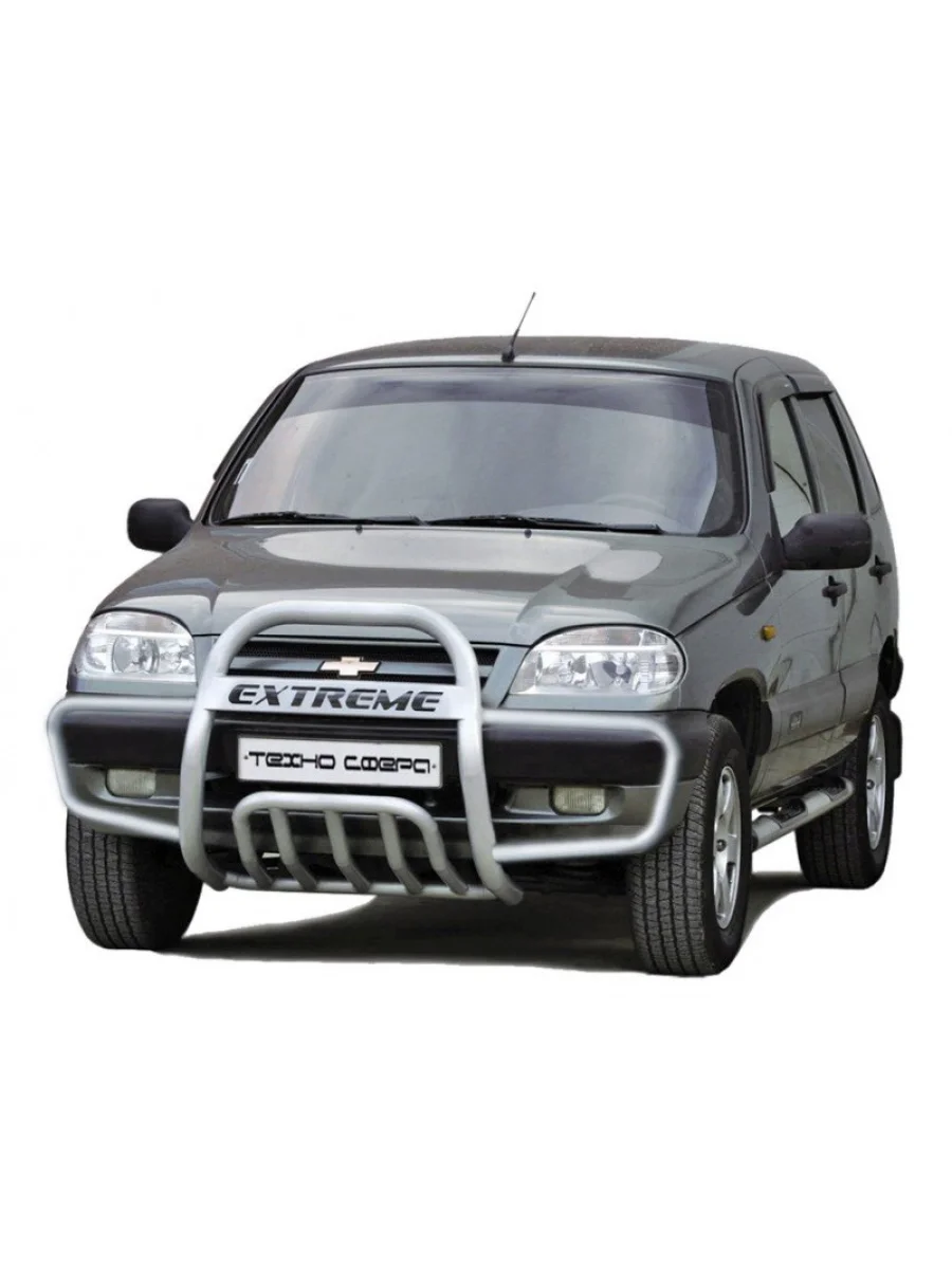 Передок (с ушами с дополнительной защитой двигателя) Техно Сфера Chevrolet Niva 2123 рестайлинг (2009-2020) (Черный матовый)  в Керчи Республика Крым