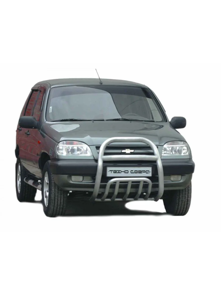 Передок (труба с верху с дополнительной защитой двигателя) Техно Сфера Лада ВАЗ 2123 (Нива Шевроле) 1 рестайлинг (2009-2020) (Черный матовый)  в Самаре Самарской области