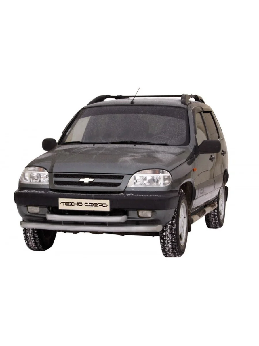 Защита переднего бампера (труба двойная) (d63.5) Техно Сфера Лада ВАЗ 2123 (Нива Шевроле) 1 рестайлинг (2009-2020) (Черный матовый)  в Самаре Самарской области