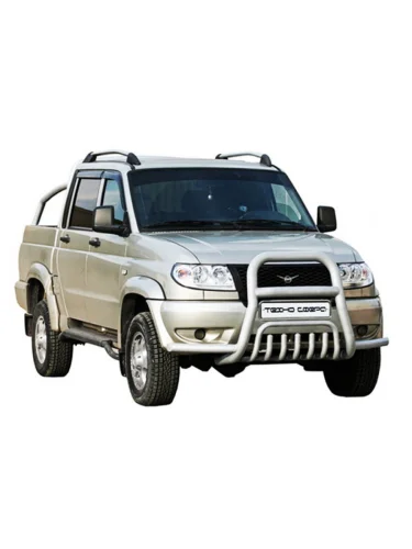 Передок (верх-труба с усами с дополнительной защитой бампера) (d76) Техно Сфера Уаз Патриот 3163 5 дв. 2-ой рестайлинг (2017-2025)