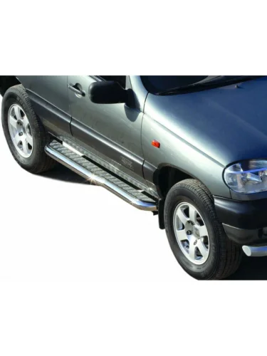 Пороги с алюминиевым листом с перегибом (d 63.5) Техно Сфера (нержавейка) Chevrolet Niva 2123 рестайлинг (2009-2020)