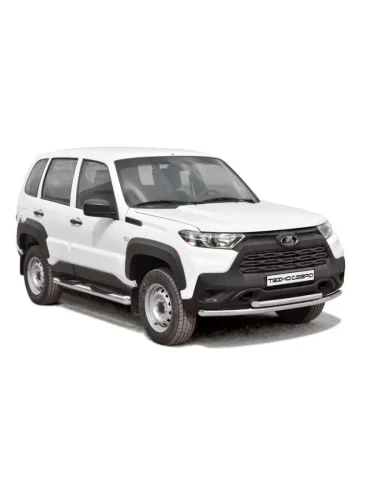 Пороги (труба люкс с проступью) (d 76) Техно Сфера (нержавейка) Лада ВАЗ 2123 (Нива Шевроле) 1 рестайлинг (2009-2020)