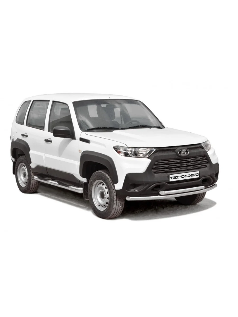 Пороги (труба люкс с проступью) (d 76) Техно Сфера Лада ВАЗ 2123 (Нива Шевроле) 1 рестайлинг (2009-2020) (нержавейка)  в Перми Пермском крае