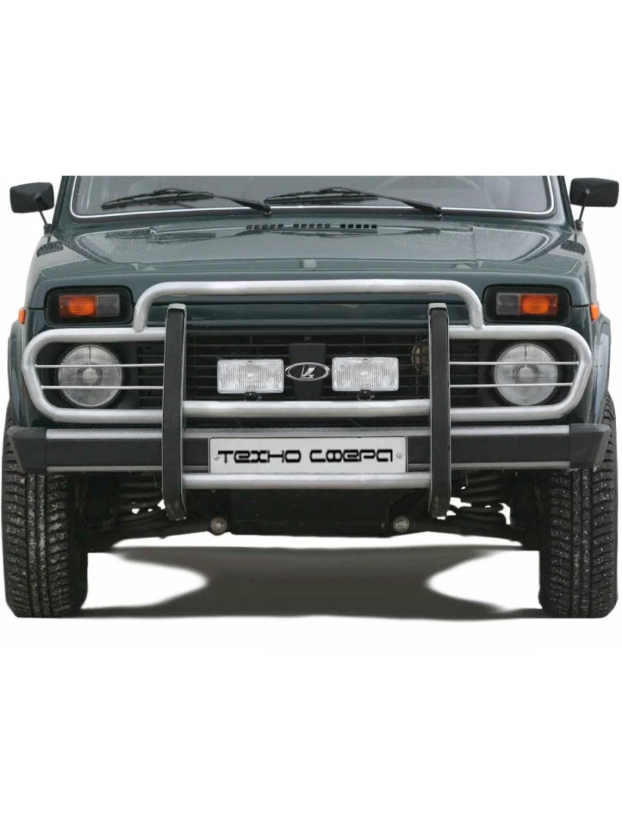 Защита переднего бампера (прямой, с прямыми ушами) Техно Сфера Лада ВАЗ нива 4х4 2121 (Legend) 3 дв. 2-ой рестайлинг (2021-2025) (Черный глянец)  в Керчи Республика Крым