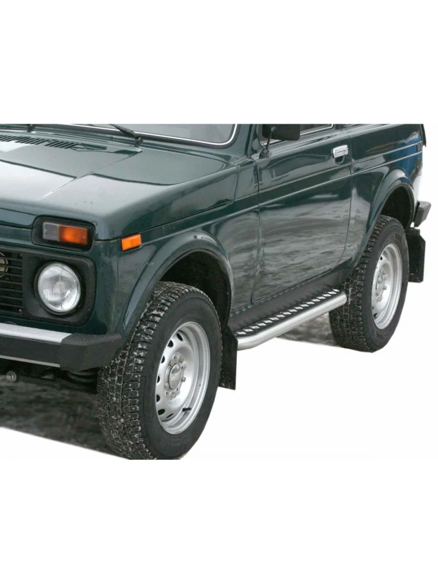 Пороги с алюминиевым листом Техно Сфера Лада ВАЗ нива 4х4 2131 5 дв. дорестайлинг (1993-2019) (Черный матовый)  в Самаре Самарской области