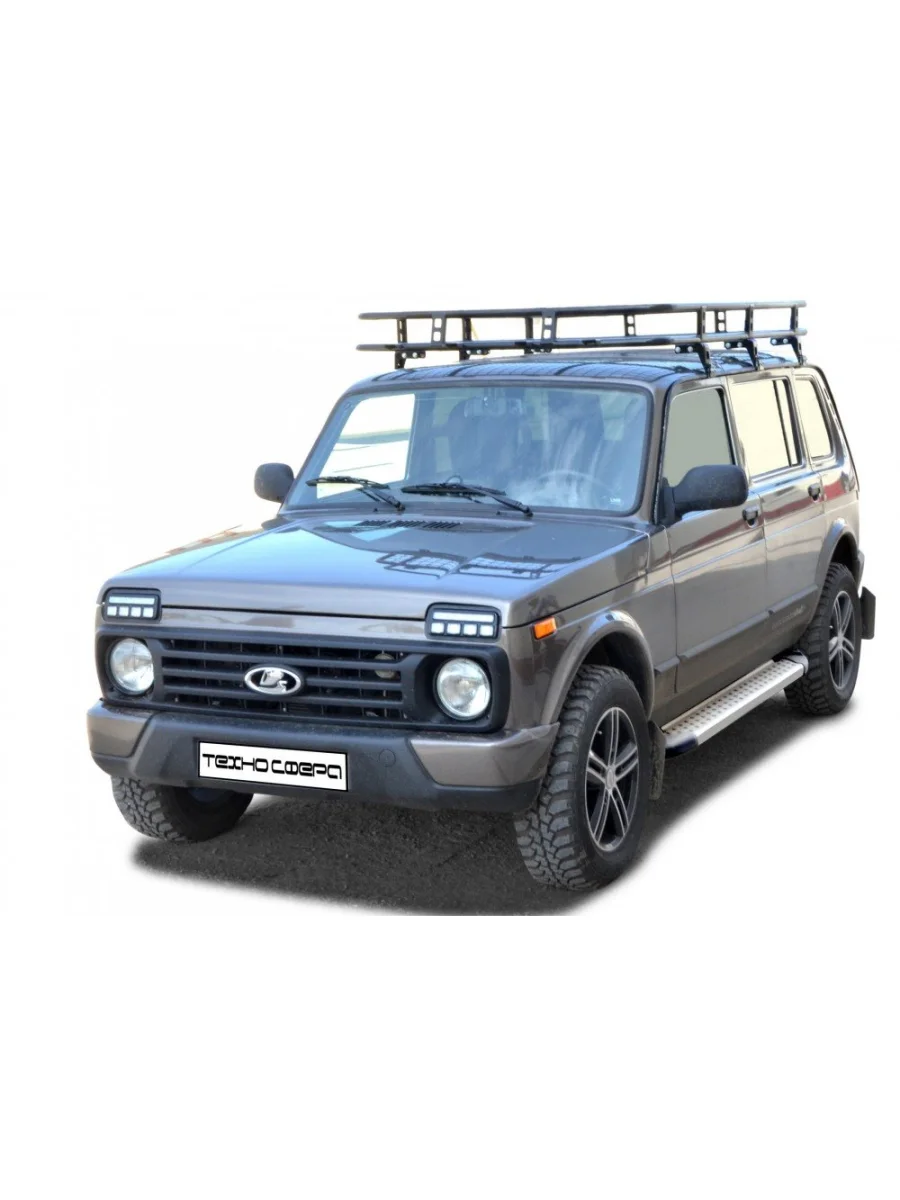 Алюминиевые пороги с резинкой Техно Сфера Лада ВАЗ нива 4х4 2131 5 дв. дорестайлинг (1993-2019) (Черный матовый)  в Самаре Самарской области