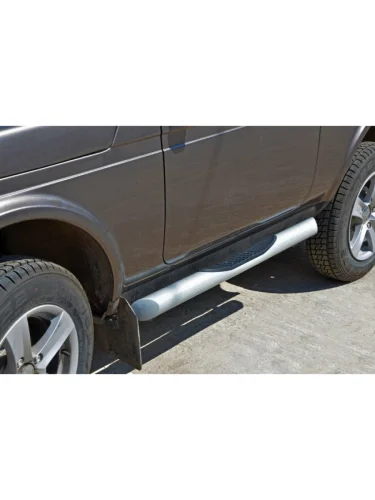 Пороги (труба люкс с проступью) Техно Сфера Лада ВАЗ Нива 4х4 2121 3 дв. дорестайлинг (1977-2019)