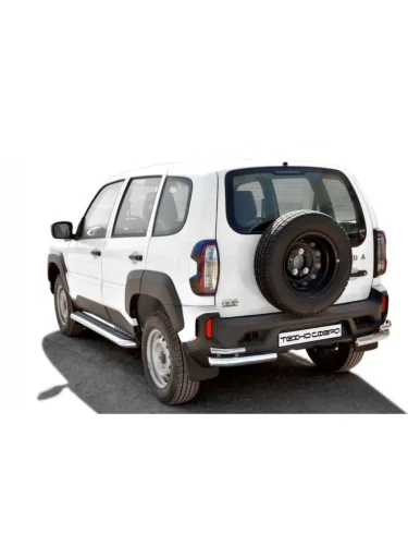 Защита заднего бампера (уголки двойные Люкс) (d63.5) Техно Сфера (нержавейка) Лада ВАЗ 2123 (Нива Шевроле) дорестайлинг (2002-2008)