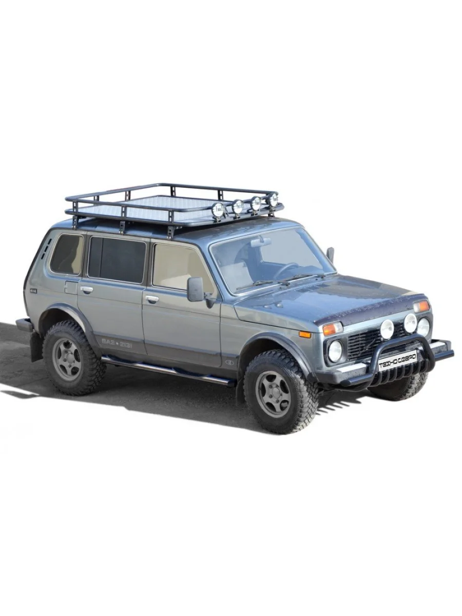 Багажник Трофи экспедиционный с алюминиевым листом Техно Сфера Лада ВАЗ нива 4х4 2131 5 дв. дорестайлинг (1993-2019) (черный)  в Воронеже Воронежской области