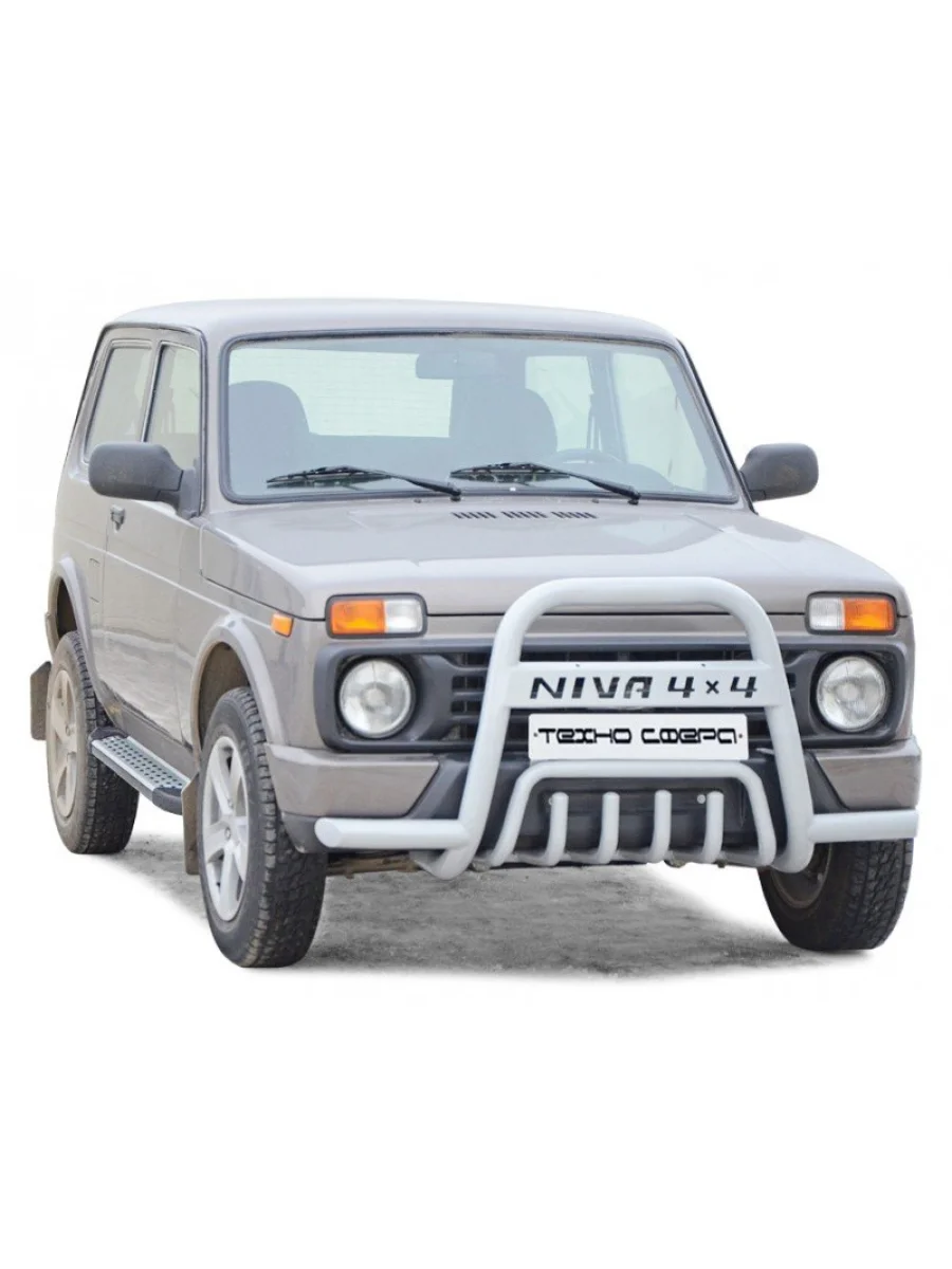 Передок (с усами и дополнительной защитой двигателя) d63.5 Техно Сфера Лада ВАЗ нива 4х4 2131 Урбан 3 дв. дорестайлинг (2014-2019) (Черный матовый)  в Воронеже Воронежской области