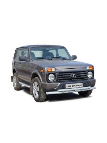 Защита переднего бампера (труба двойная) (d51, 63.5) Техно Сфера Лада ВАЗ нива 4х4 2131 Урбан 3 дв. дорестайлинг (2014-2019)