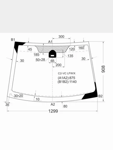 Стекло лобовое (Датчик дождя) Citroen C2 03-07