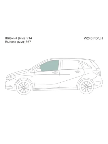 Стекло боковое опускное (Спереди Слева Цвет зеленый) Mercedes-Benz B-Class 11-18