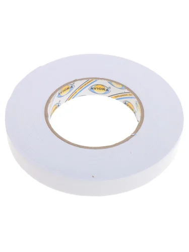 Скотч двусторонний 19x1.2мм 10м белый на вспененой основе AVIORA