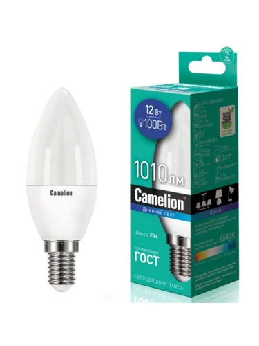 Лампа светодиодная E14 C35 12W (100W) 220V холодный CAMELION