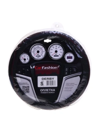 Оплетка руля (S) 35-37см черно-красная экокожа CARFASHION