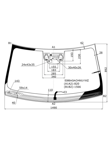 Стекло лобовое (Обогрев щеток Три камеры Датчик дождя Проекция Молдинг 2D CPE) Mercedes-Benz S-
