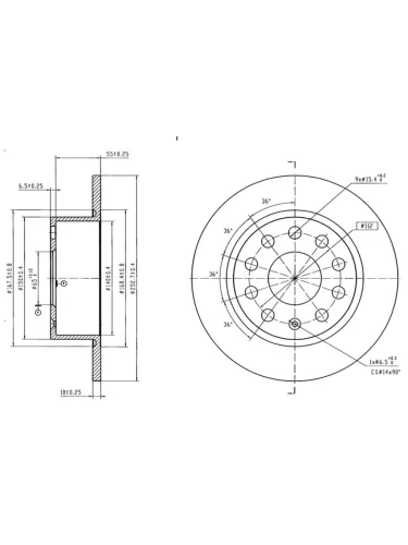 Диск тормозной (Сзади) Skoda Octavia 12-20