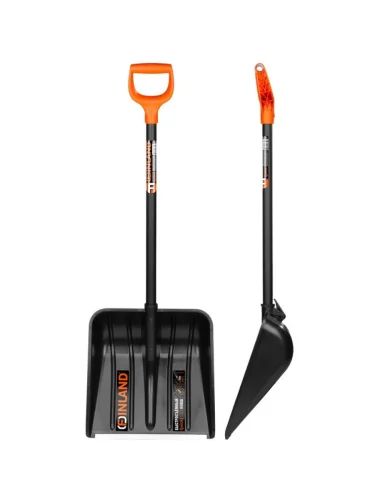 Лопата снеговая пластиковая 410х420мм быстросъемный ковш с алюминиевым черенком и ручкой FINLAND