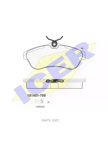 Колодки тормозные Citroen C3 02- передние ICER 181451700