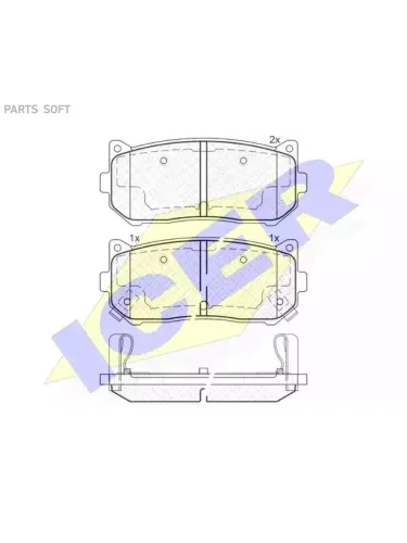 Колодки тормозные Kia Sephia Clarus Spectra Shuma II 00- задние ICER 181669