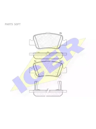 Колодки тормозные Toyota Auris 06- Yaris 05- задние 102.2 х 45.6 х 16 ICER 181870