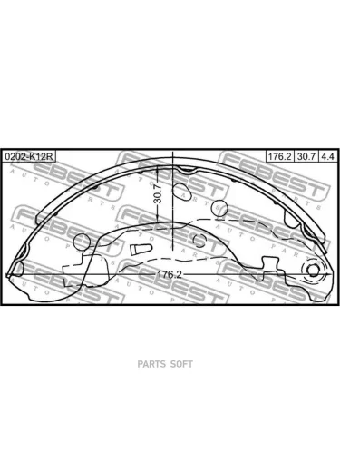 Колодки тормозные Lada Vesta 12-; Nissan Micra (K12) 02-  Note 06- барабанные 203 x 38 Febest